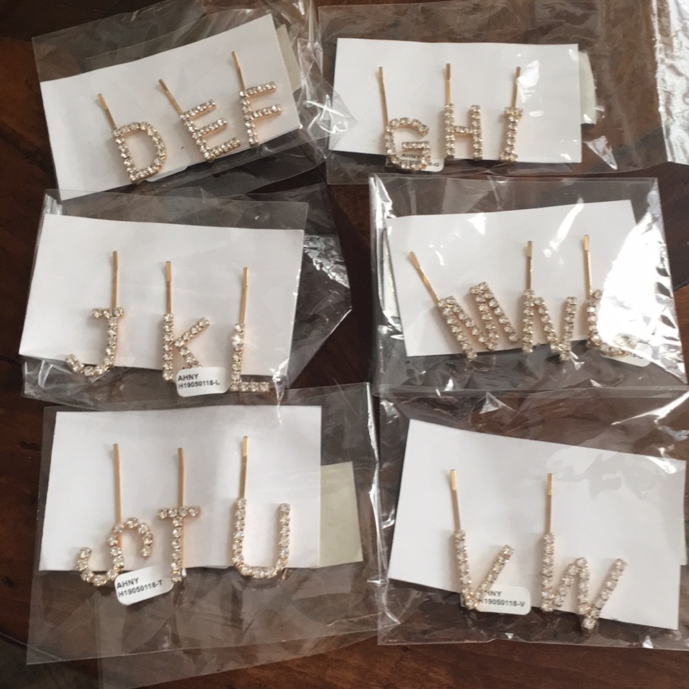 Anthropologie rhinestone initial barrettes. Great!